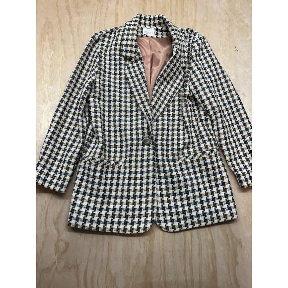 VTG Jessica Scott Emporium 80s Career Tweed Wool Blazer Plaid Pencil Skirt 14 M - Picture 2 of 15